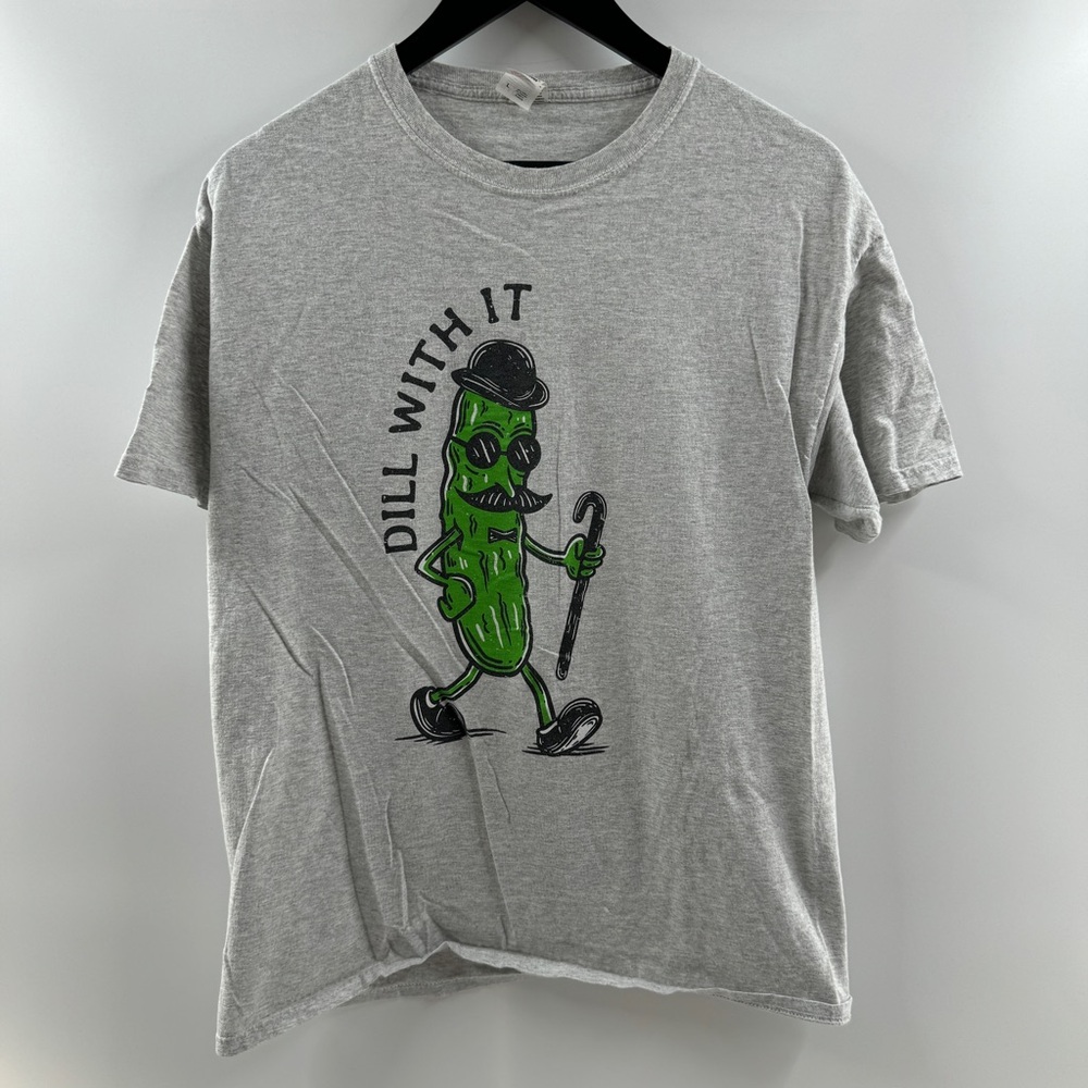 Men’s “Dill With It” Pickle Graphic T-Shirt Size Large